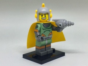 col17-11 Retro Spaceman met cape, spacegun en standaard NIEUW *0M0000