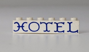crssprt02pb23-1G Steen 1x6 ZONDER bodemtubes HOTEL zwierige letters wit gebruikt *5V05-03