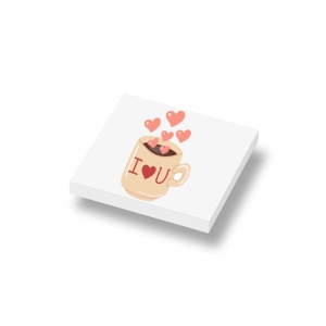 CUS5028 Tegel, 2x2 Kopje I love you wit NIEUW *0A000