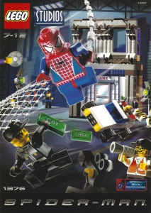 INS1376-Gb 1376 BOUWBESCHRIJVING- Spider-Man Action Studio MET GAATJES AAN DE ZIJKANT gebruikt *LOC M1
