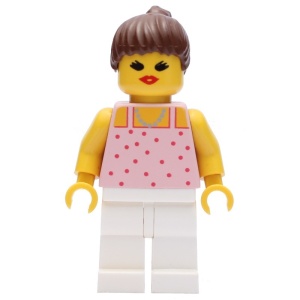 par016G Rode Dots on Pink Shirt - witte benen, bruine Hair gebruikt *0M0000