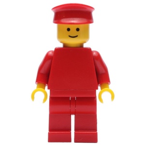 pln004G Rood lijf met rode armen, rode benen, rode platte pet gebruikt *0M0000