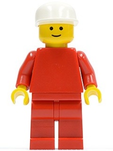 pln035G Effen rode Torso met rode armen, rode benen, witte Cap gebruikt *0M0000