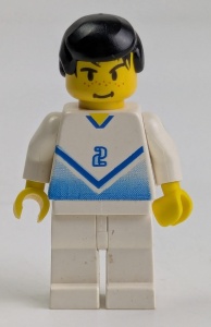soc081G Voetballer witte/blauw Player met shirt #2 gebruikt *0M0000