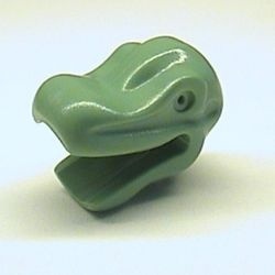 x158-48G Kop dinosaurus, klein groen, zandkleurig gebruikt *0D000