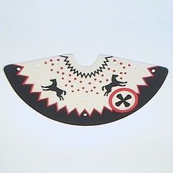 x172px1-1G Tipi hoes van stof met zwarte rand en paarden wit gebruikt *5D000