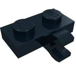 11476-11 Platte plaat 1x2 met horizontale clip LANGE einde zwart NIEUW *1B291