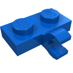 11476-7 Platte plaat 1x2 met horizontale clip LANGE einde blauw NIEUW *1B291