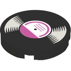 14769pb244-11 Tegel 2x2 rond met nopgat achterkant Vinyl Record zwart NIEUW *0L0T1