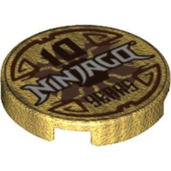 14769pb366-115 Tegel 2x2 rond 10 JAAR NINJAGO goud, parel NIEUW *0L0T1