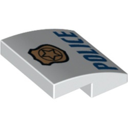 15068pb046-1 Dakpan rond 2x2x2/3 geen noppen POLICE en badge patroon wit NIEUW *1L278