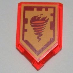 22385pb041-18 Tegel 2x3 zeskantig met Nexo Krachtschild Fire Tornado transparant neonoranje NIEUW *0K000