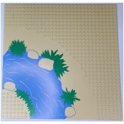 2359px1-2G Basisplaat 32x32 Bocht in rivier crème gebruikt *3K000