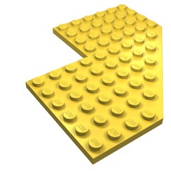 2401-3G Platte plaat 10x10 zonder hoek en 4x4 uitsnede geel gebruikt *3D0000