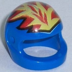 2446px5-7 Helm met geel/rode vlammen blauw NIEUW *0L0000
