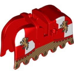 2490pb09-5 Zadel met bepantsering gouden leeuw wit/rood rood NIEUW *0D000