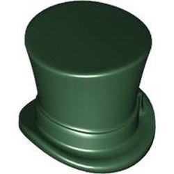 27149-80 Hoge hoed, gekruld beneden met lint groen, donker NIEUW *0L0000