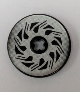 2723pb038-11G Technic Disk 3x3 met asgat swirls, Set 8354 (Sticker) zwart gebruikt *5S051