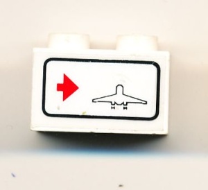 3004pb017L-1G Steen 1x2 Vliegtuig met pijl naar rechts (Sticker) wit gebruikt *5V02-02