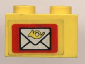 3004pb023-3G Steen 1x2 Brievenbus (Sticker) geel gebruikt *5V02-06