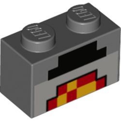 3004pb162-85 Steen 1x2 opdruk met minecraft patroon grijs, donker (blauwachtig) NIEUW *