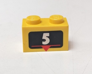 3004px2-3G Steen 1x2 met nummer 5 geel gebruikt *5V02-06