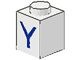 3005-Y-1G Steen 1x1 met letter Y wit gebruikt *5V01-08