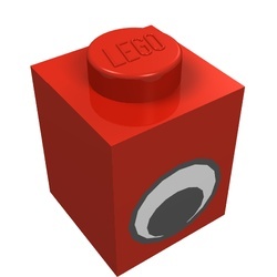3005pe1-5 Steen 1x1 oog (rond) rood NIEUW *