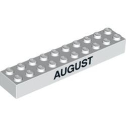 3006pb005-1 Steen 2x10 opdruk JULY andere zijde AUGUST wit NIEUW *5K0000