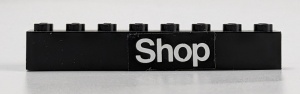 3008pb030-11G Steen 1x8 Witte letters SHOP (Sticker) zwart gebruikt *5V08-08