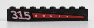 3008pb051L-11G Steen 1x8 sterren, strepen en nummer 315 LINKS (Sticker) zwart gebruikt *5V08-09