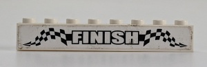 3008pb114-1G Steen 1x8 FINISH en geblokte vlaggen (Sticker) wit gebruikt *5V08-04