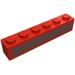 3009p01-5G Steen 1x6 zwarte grille rood gebruikt *5V06-08