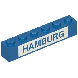3009pb021-7G Steen 1x6 HAMBURG blauw gebruikt *5V06-09
