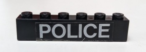 3009pb062-11G Steen 1x6 POLICE (Sticker) zwart gebruikt *5V06-11