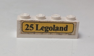 3010pb042-1G Steen 1x4 met '25 LEGOLAND' (Sticker) wit gebruikt *5V04-03