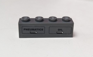 3010pb052R-85G Steen 1x4 PNEUMATICS en OIL (Sticker) grijs, donker (blauwachtig) gebruikt *5V04-20