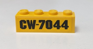 3010pb093-3G Steen 1x4 CW-7044 (Sticker) geel gebruikt *5V04-07
