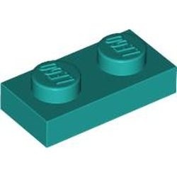 3023-39G Platte plaat 1x2 turquoise, donker gebruikt *1B369