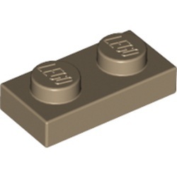 3023-69G Platte plaat 1x2 crème,donker gebruikt *1B368
