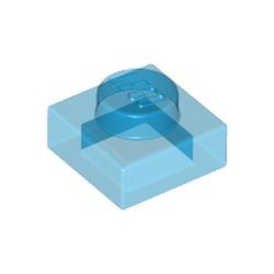 3024-14G Platte plaat 1x1 transparant donkerblauw gebruikt *1B366