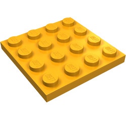 3031-31G Platte plaat 4x4 oranje, midden gebruikt *1A037