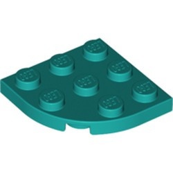 30357-39 Platte plaat 3x3 afgeronde hoek turquoise, donker NIEUW *1B234