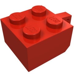 30389a-5G Scharniersteen 2x2 - 1 vinger ZONDER asgat rood gebruikt *