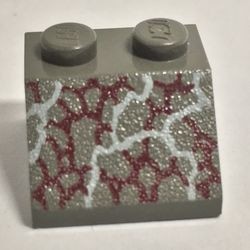 3039px23-10G Dakpan bedrukt 45 2x2 Dinosaur Scales donker, grijs (klassiek) gebruikt *5R000