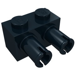 30526-11 Steen 1x2 met TWEE pinnen zwart NIEUW *1B043
