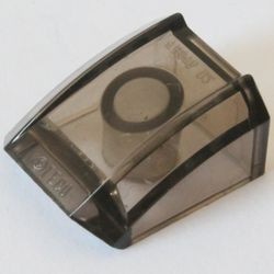 30602-13 Dakpan rond 2x2 ribbeltjes (geen noppen bovenop) transparant bruin (kleurnaam was: trans ZWART) NIEUW *1B187