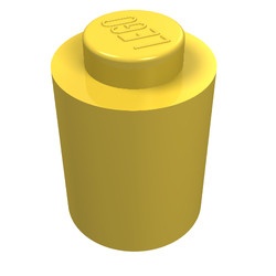 3062old-3G Steen 1x1 rond- zonder inkeping onder (classic) geel gebruikt *1B334
