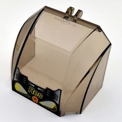 30633pb04-13G Ruit 4x6x6 rechtop cockpit "L" in rondje en grille PAKKETPOST transparant bruin (kleurnaam was: trans ZWART) gebruikt *