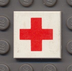 3068bp52-1G Tegel 2x2 Rood Kruis wit gebruikt *5T05-03